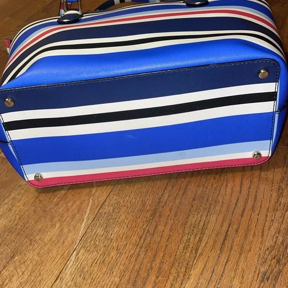 •KATE SPADE•RED/WHITE/BLUE/BLACK STRIPED LAUREL WAY DALLY MEDIUM ZIP TOP TOTE